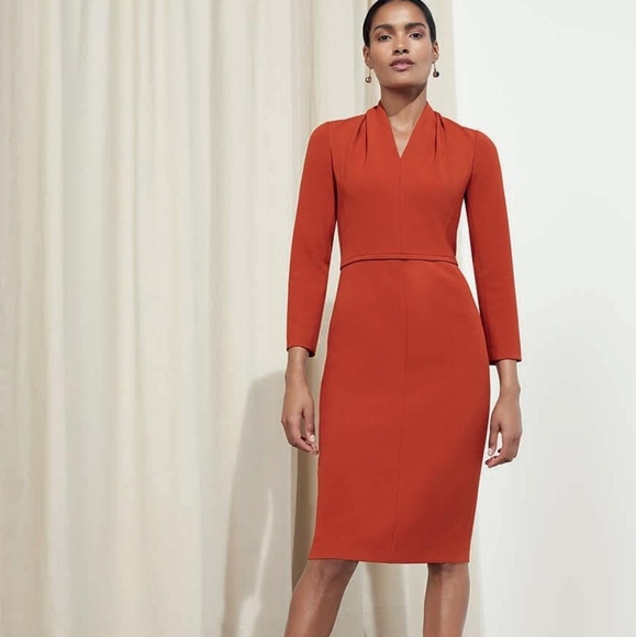 The Fold Dresses & Skirts - The Fold Farringdon V Neck Dress in Cranberry Red Terracotta size 10